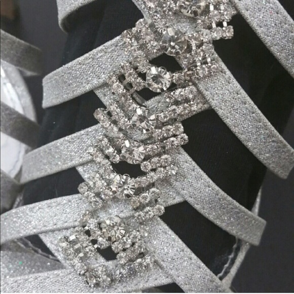 New Silver Rhinestone formal prom heels 5.5 - Picture 3 of 4